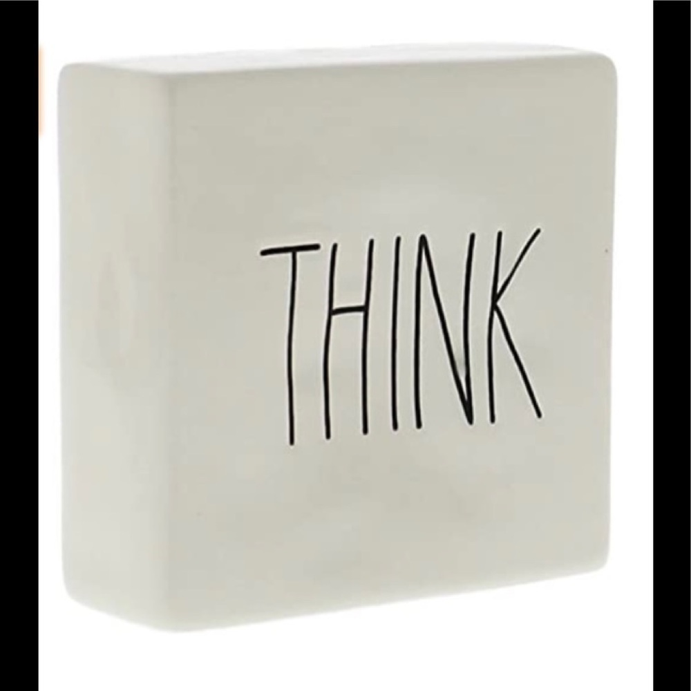 Rae Dunn Rae Dunn by Magenta Ceramic Box Sign Desk Paperweight THINK / EVOLVE